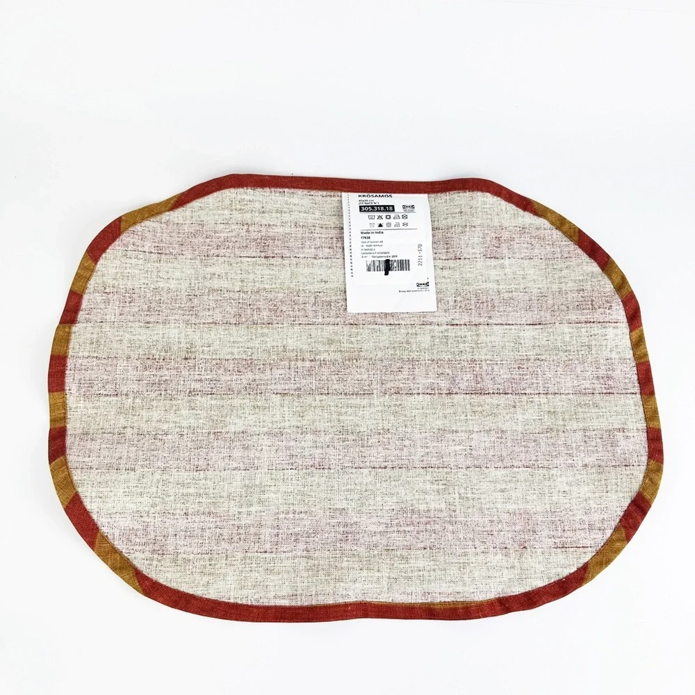 NEW IKEA Krosamos Orange Red Striped Placemat Oblong 17.75